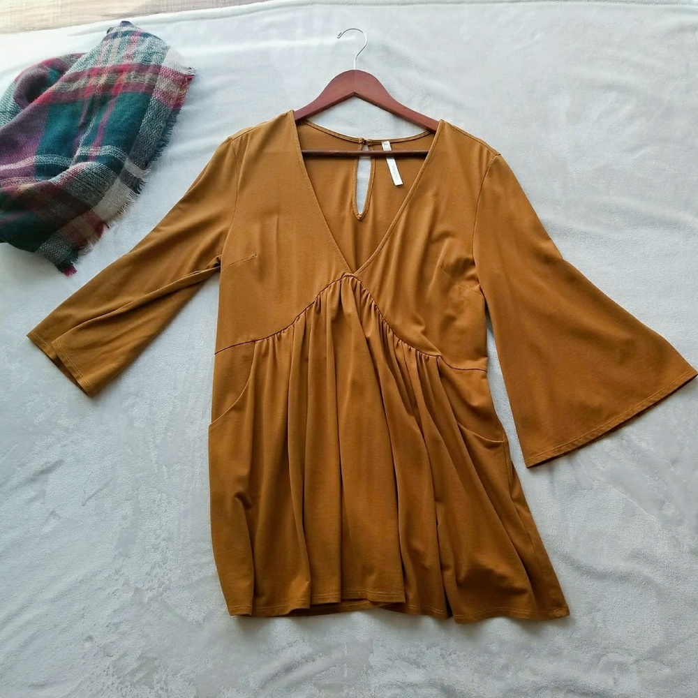 Fivesixtoo Mustard Yellow Boho Dress, Medium
